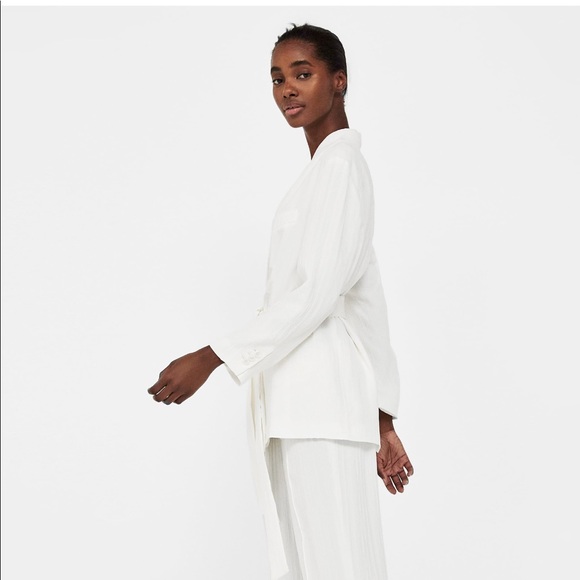 NWT Zara Texture Jacket White Sz L - Picture 4 of 7